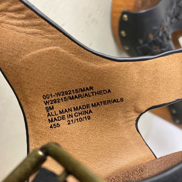 White Mountain Footbeds Altheda Black Sz 9M Block Wood Heels Y2K Sandals Shoes - Picture 2 of 10